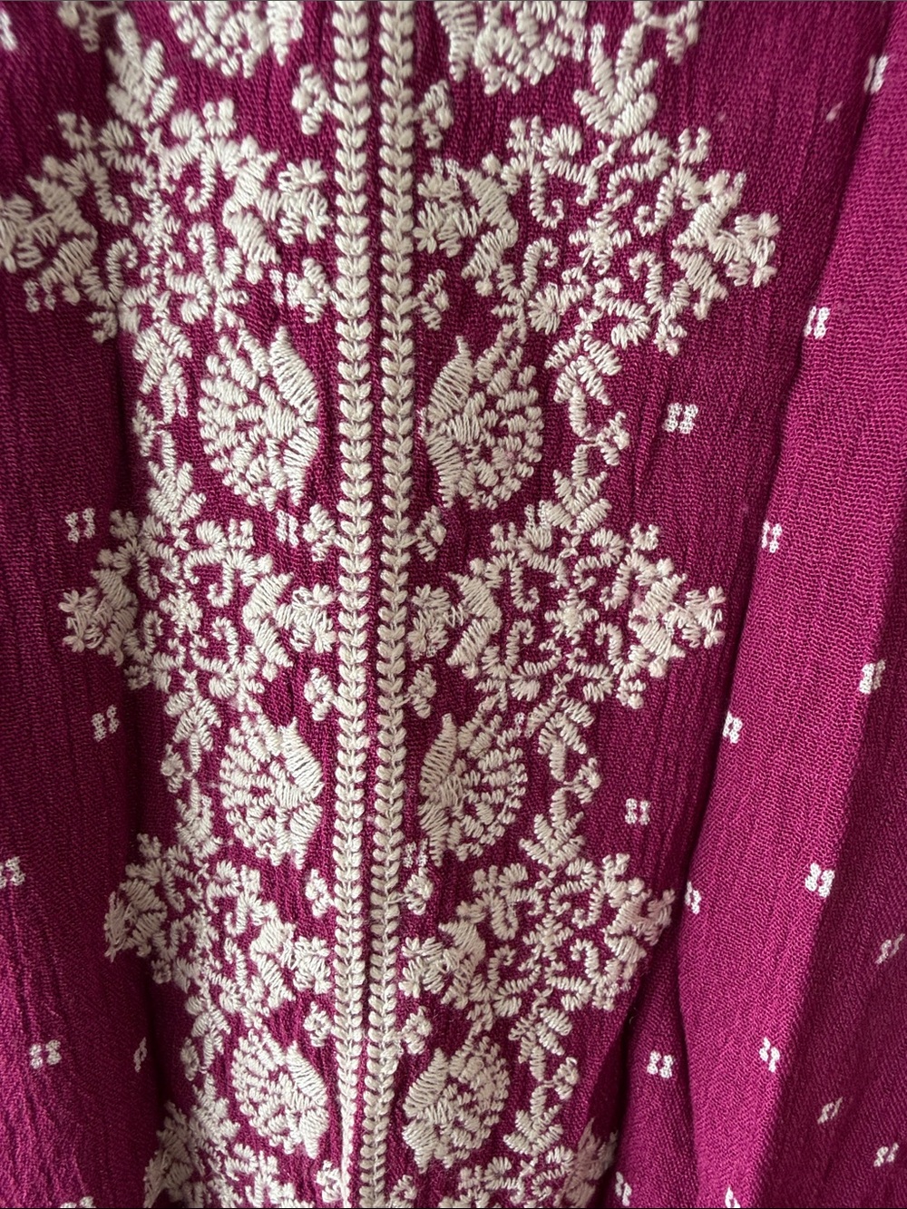 Market & Spruce Burgundy Midi Dress with Cream Embroidery - Picture 3 of 4